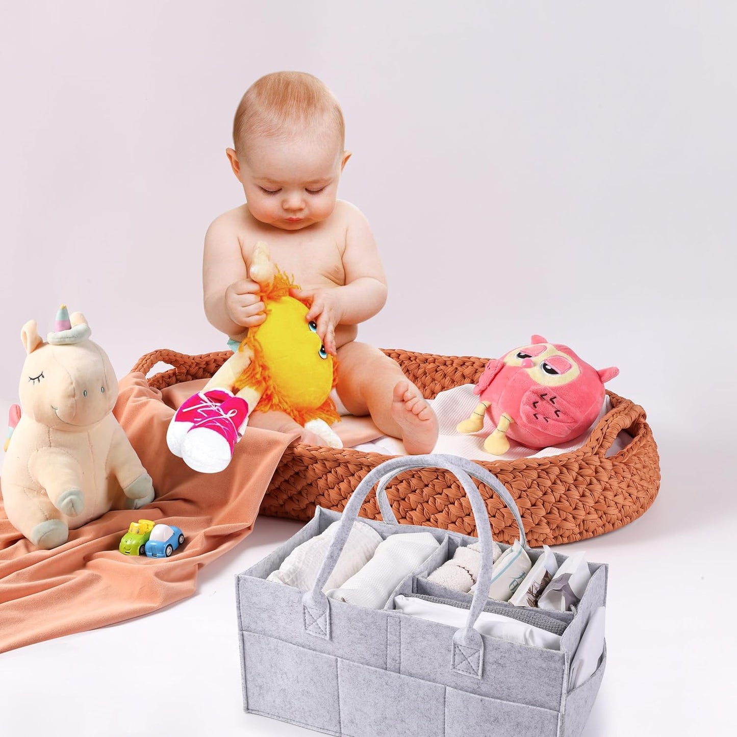 Handmade Baby Moses Basket with Premium Waterproof Cover