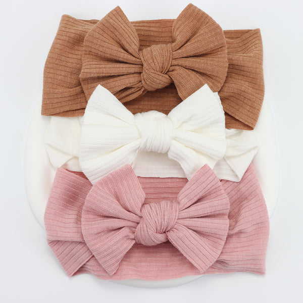 3pcs/lot Knit Baby Headband Bow Newborn Elastic Soft Nylon Headbands