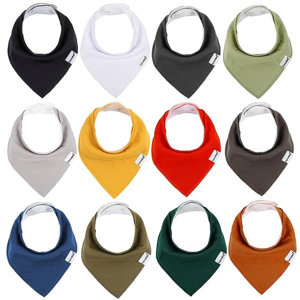 Zeal'nLife Organic Cotton Baby Bibs – Set of 12, Adjustable & Super Absorbent