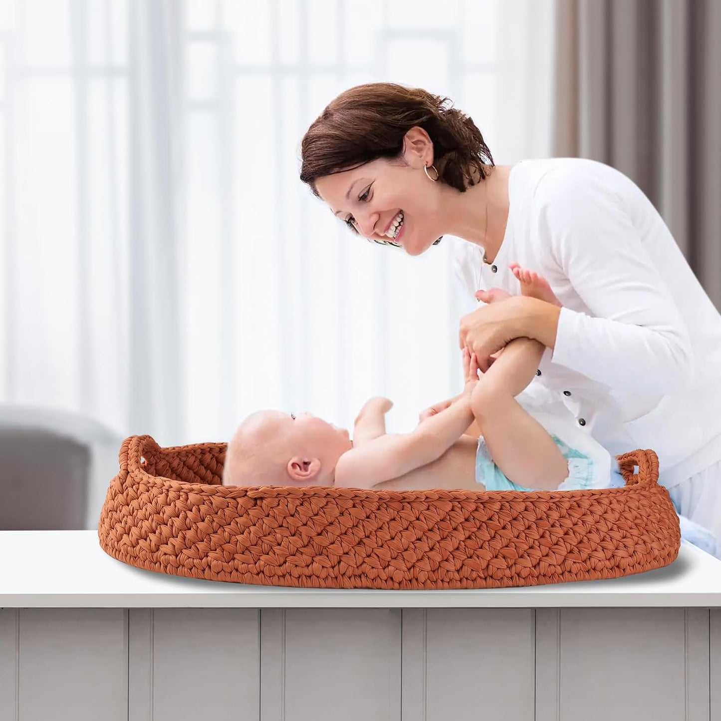 Handmade Baby Moses Basket with Premium Waterproof Cover