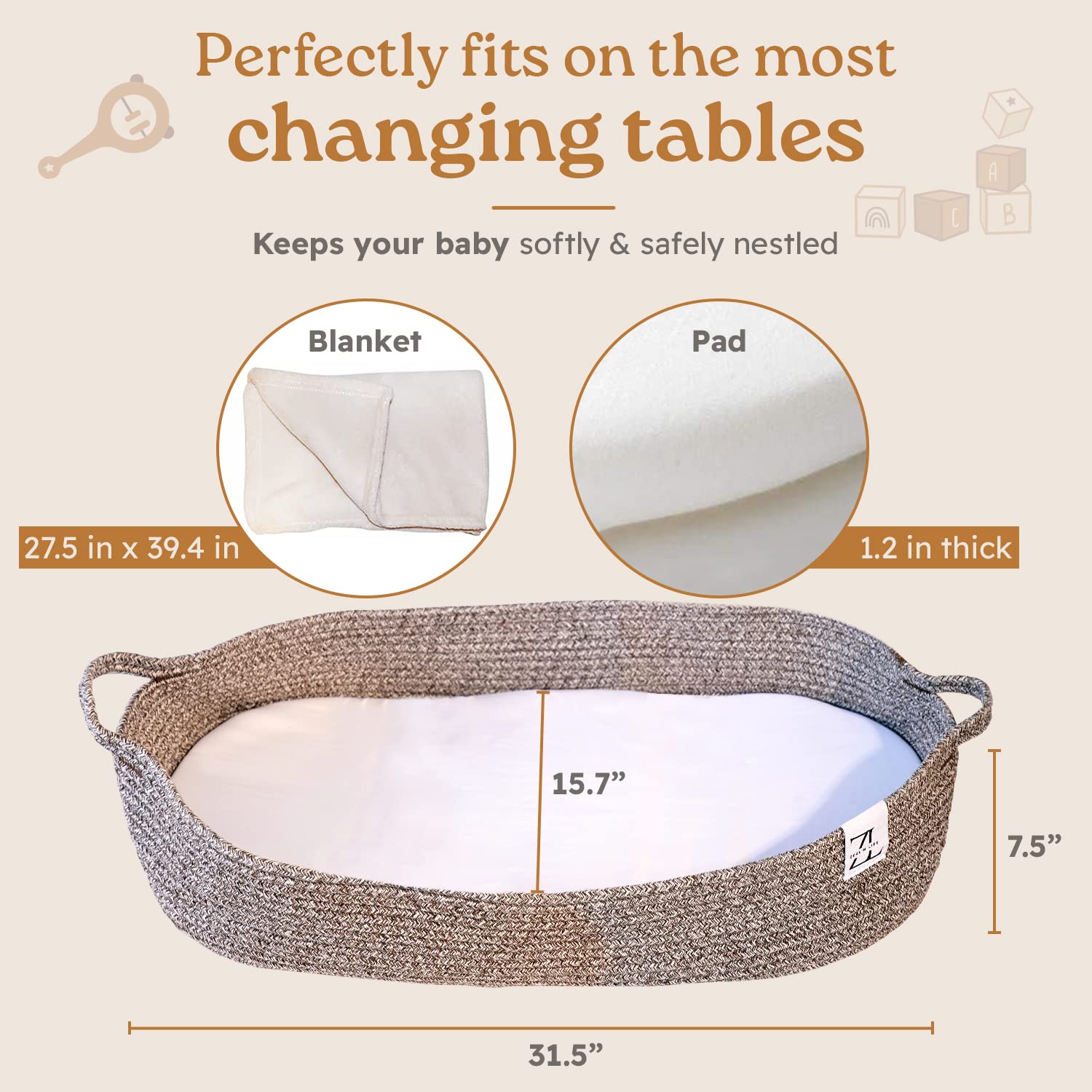 Baby changing bassinet with changing tables and pad