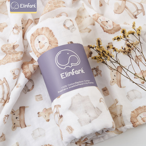 Elinfant Popular Digital Print Bamboo Cotton Muslin Swaddle Blankets