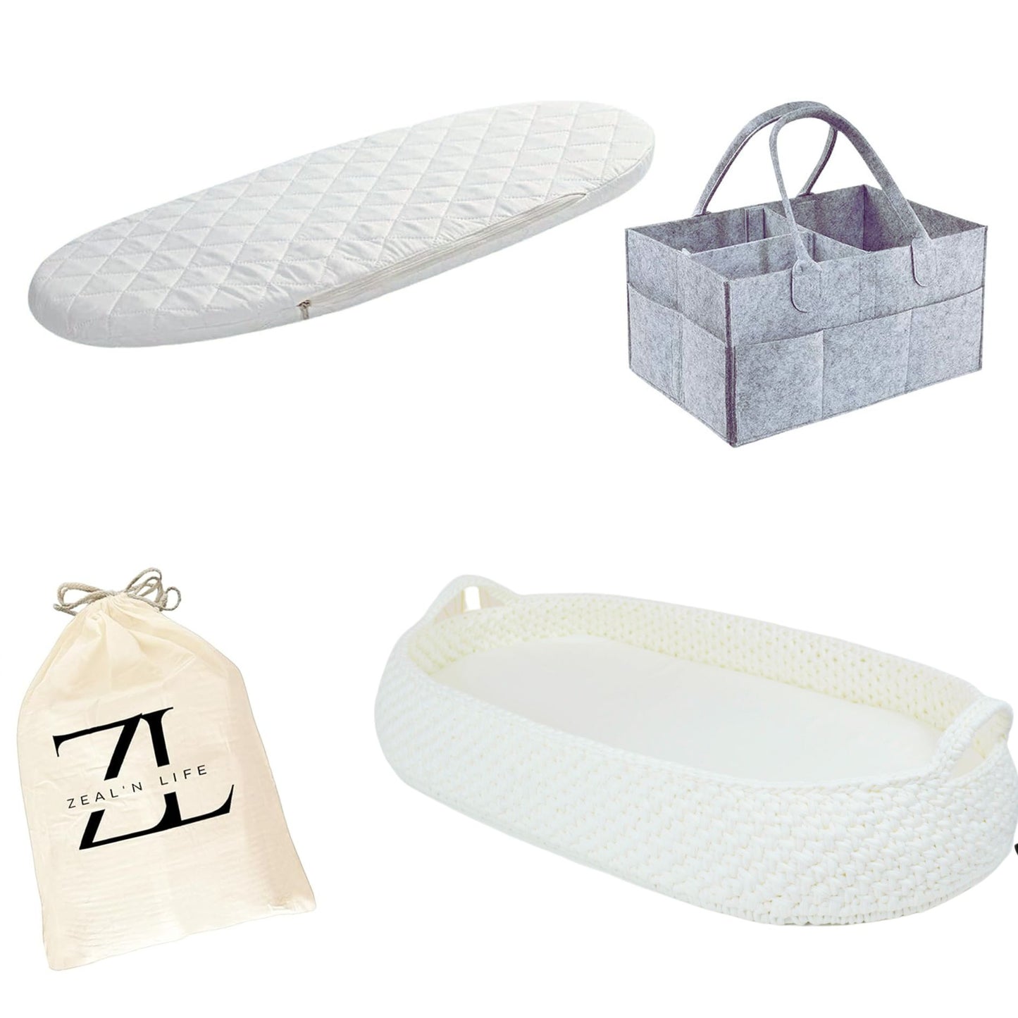 Handmade Baby Moses Basket with Premium Waterproof Cover