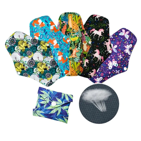 5PCs Washable Sanitary Pads AWJ Cloth Pads Reusable Serviette
