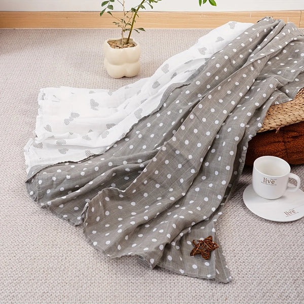 2 Pcs/Set 100% Cotton Baby Muslin Swaddle Newborn Bath Towel