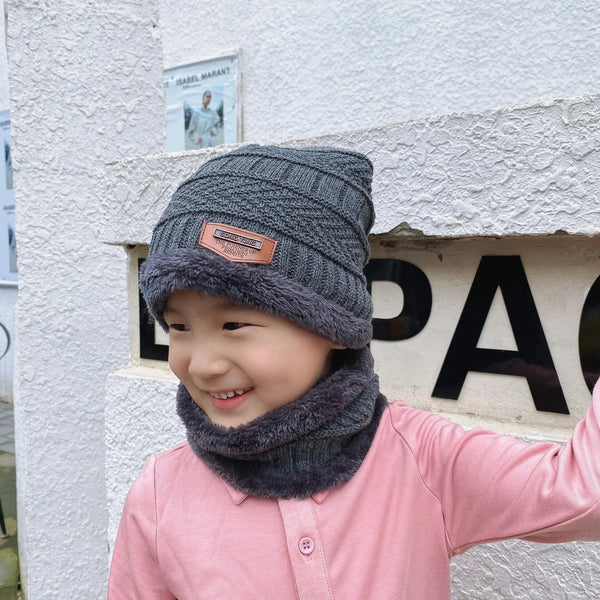 Children's Hats Winter Velvet Warm Neck Brace Two-Piece Hat Men's And