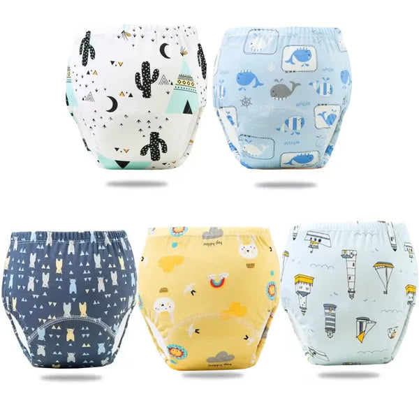 5PC Waterproof Reusable Cotton Baby Training Pants Infant Shorts
