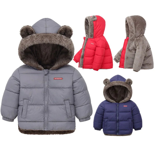 Baby Boys Girls Jacket Hooded Cotton Outerwear Children's Thick Fleece