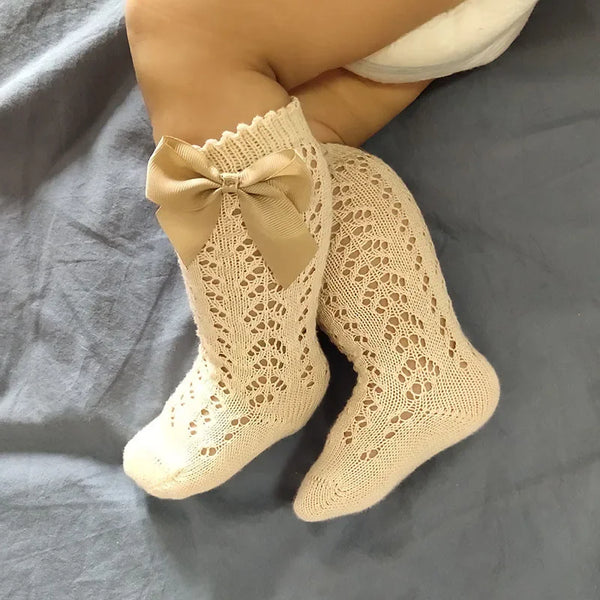 Baby Girls Kids Socks Toddler Spanish Style Bow Cotton Mesh Breathable