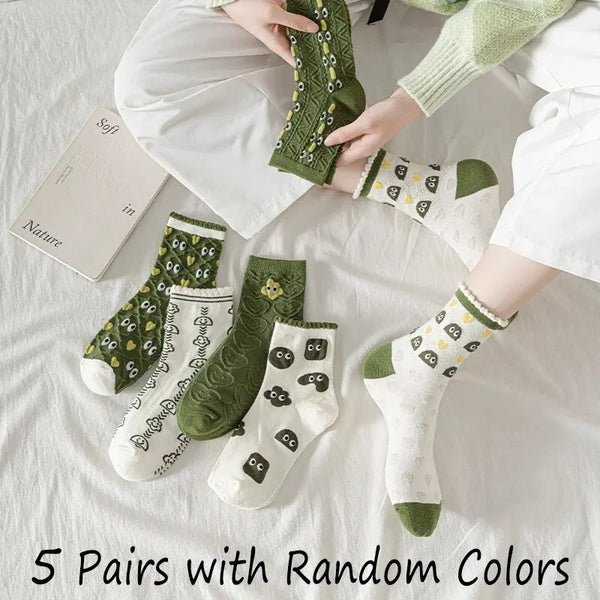 5 Pairs of Women's Spring and Summer Four-season Green Fun Eyes