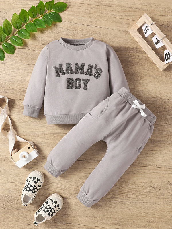 Autumn & Winter Newborn Baby ‘MAMA'S BOY’ Letter Embroidered Long