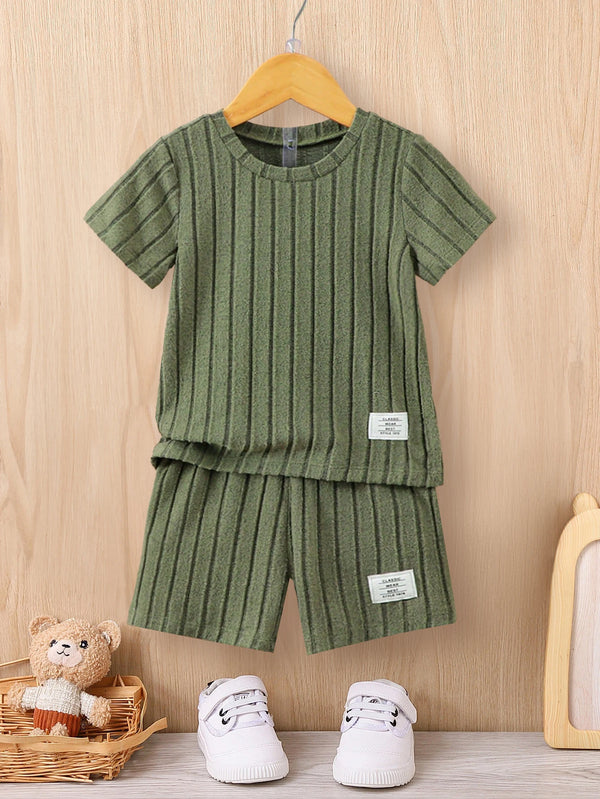 Summer Boys Suit T-Shirt Top Shorts Striped Casual Fashion Children's