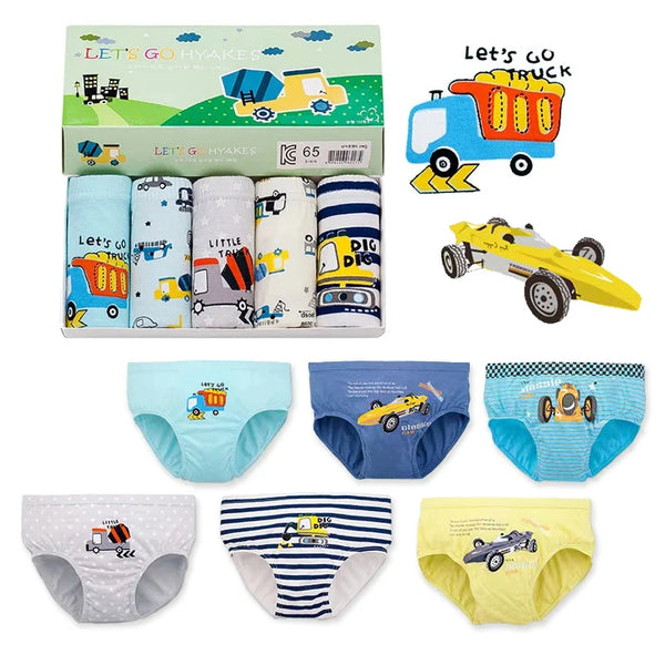 3 Pcs/Lot Boys Underwears Cotton Children Panties Truck Tractors