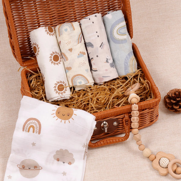 60*60cm 5Pcs Set Multi-Use Feeding Burp Cloth Towel Super Soft Bamboo