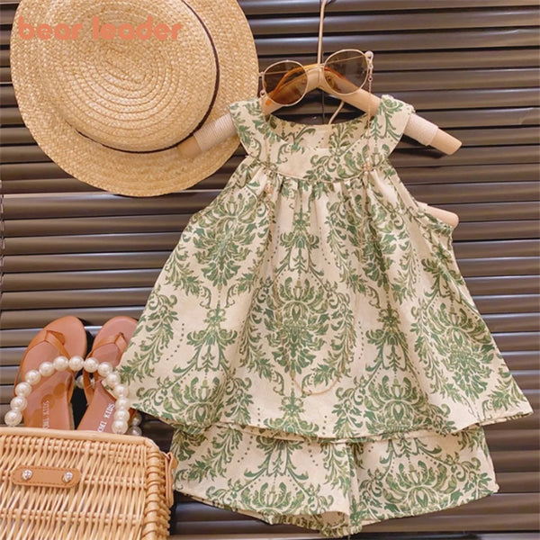 Bear Leader 2024 New Girls Outfit Summer Small Floral Halterneck