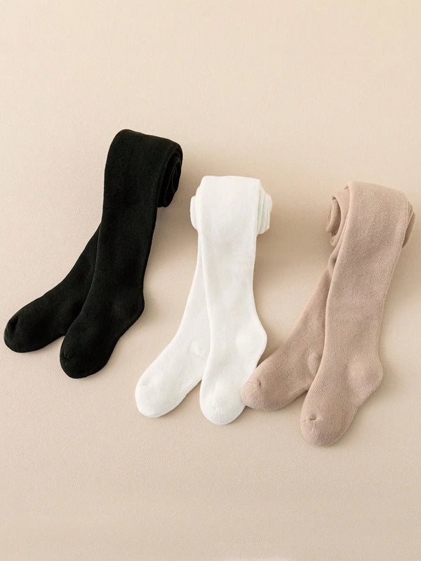 3 pairs of girls' solid color bottom pantyhose are suitable for daily