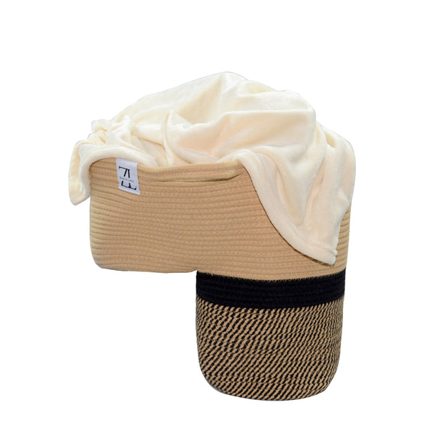 Brown colored stair storage basket