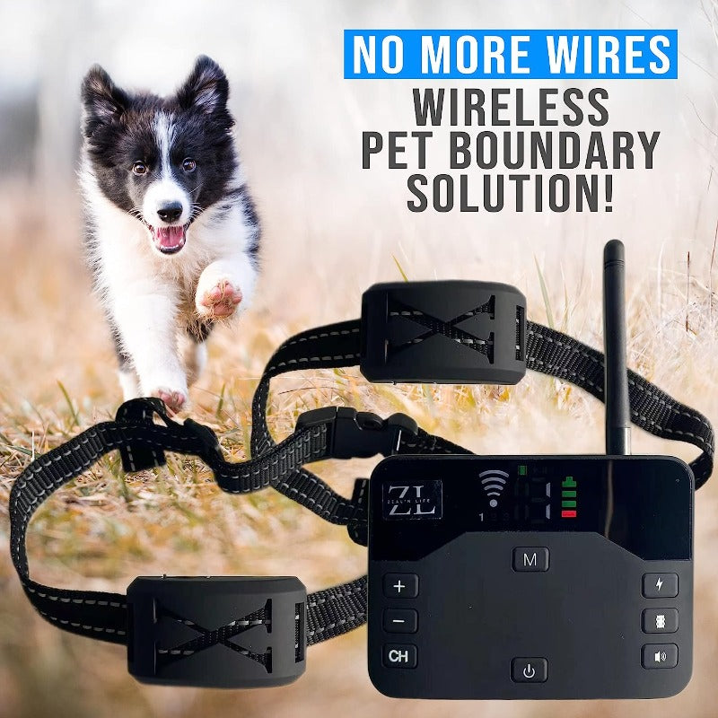 Invisible Dog Fence with wireless boundary and double collar